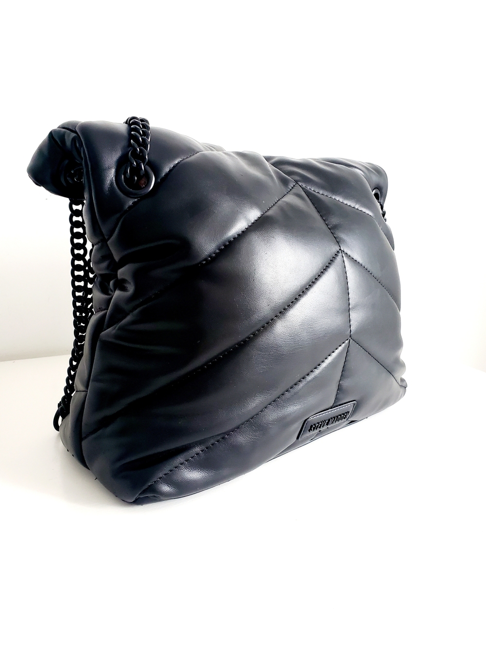 Steve Madden Black Quilted Chain-Handle Shoulder Bag - Picture 3 of 5